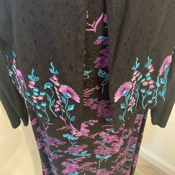 Vtg Sarah Elizabeth Black Teal Purple Embroidered Beaded Dress Jacket Set Sz 10 - Picture 2 of 11